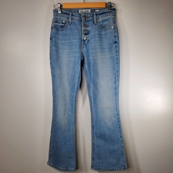 Lucky Brand Bridgette Cropped Flare Button Fly Jeans Light Wash Blue Size 00/24 - Picture 2 of 13